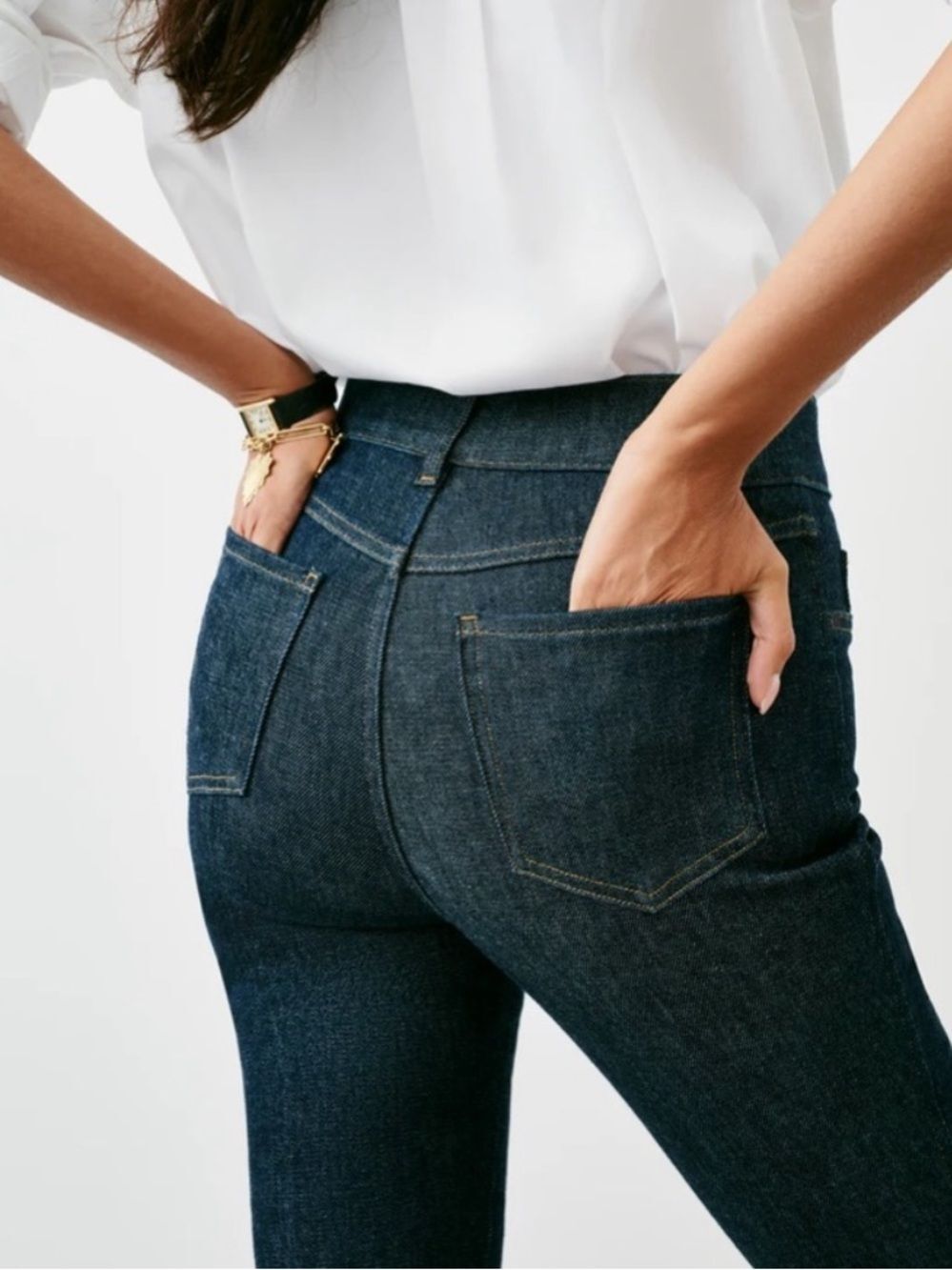 SPANX EveryWear Flare Jeans - Dark Blue - Pull-on Elastic Waist - Small NWT - Picture 2 of 9